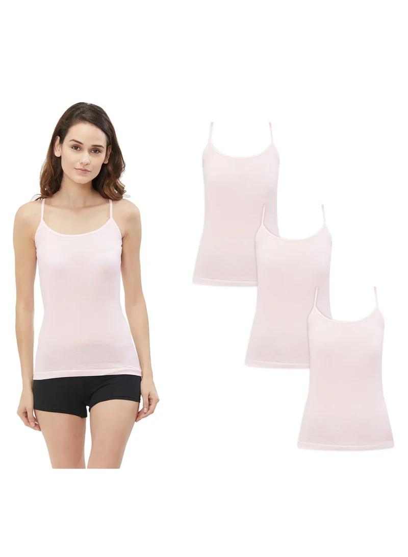 BYC WOMEN'S COTTON CAMISOLE (PACK OF 3) - LIGHT PINK
