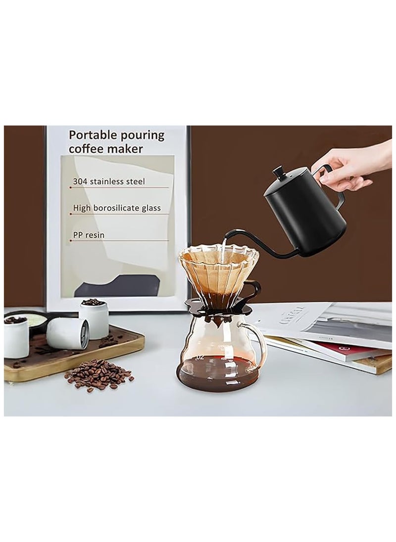Denx DENX V60 Coffee Kit | Pour Over Coffee Maker | Includes Coffee Scale, Glass Dripper, Hand Mill, Pour Pot, Paper Filter, and Double Mugs  - Image 3