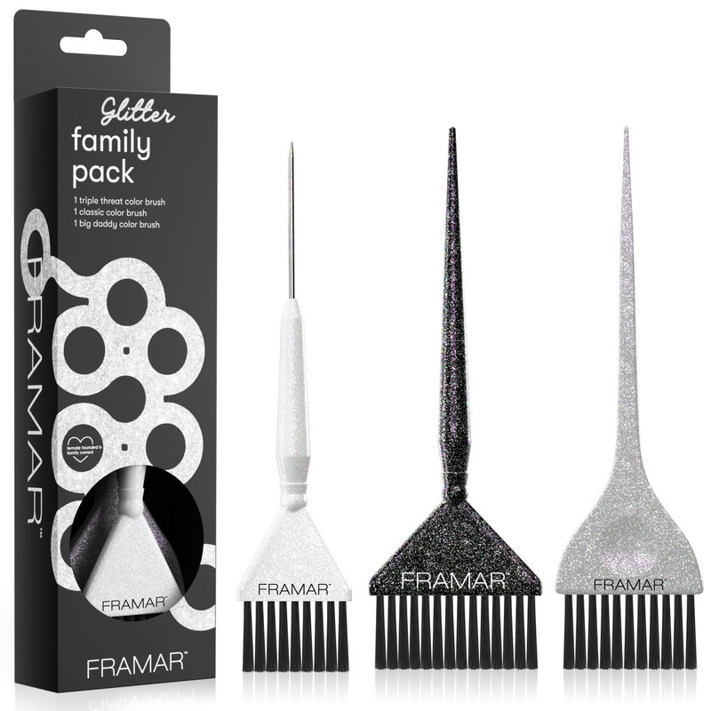 FRAMAR Hair Color Brush Set â€“ Glitter Color Brush, Hair Dye Brush Kit, Hair Coloring Brush, Hair Color Brushes For Hair Stylist, Hair Dying Brush, Hair Salon Supplies, Hair Dye Brushes â€“ 3Pk - Image 1