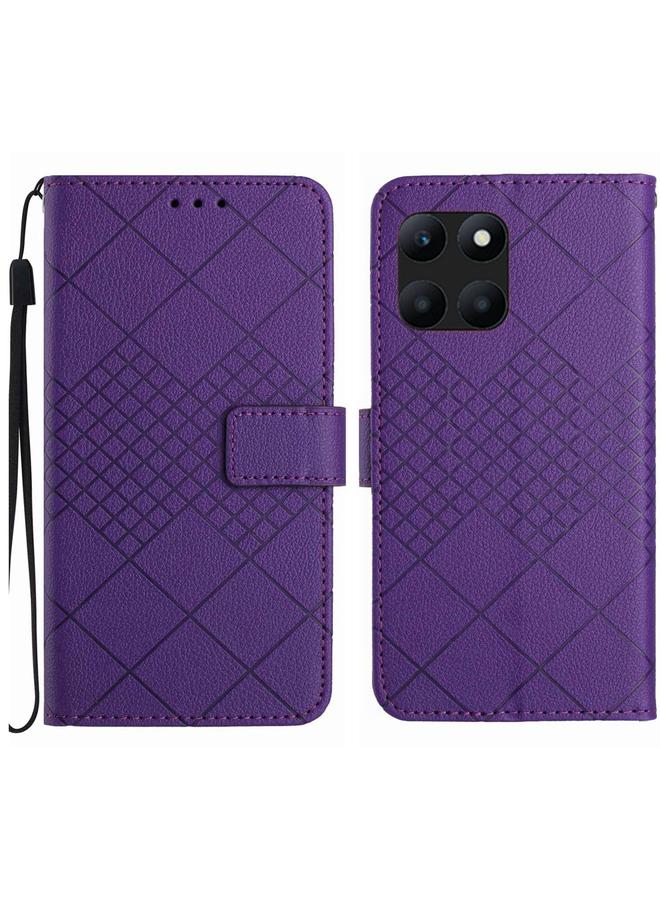 اس-توب جراب هاتف Honor X8b مصنوع من الجلد بتصميم شبكي معيني - Image 1