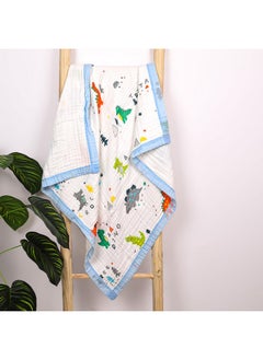 MOM'S HOME Moms Home Pure Organic Cotton 6 Layer Muslin Blanket For Baby | Ultra-Soft Swaddling Towel For Newborns And Toddlers |100 X100 Cm | 0-3 Years (Dinopark)  - Image 2