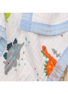 MOM'S HOME Moms Home Pure Organic Cotton 6 Layer Muslin Blanket For Baby | Ultra-Soft Swaddling Towel For Newborns And Toddlers |100 X100 Cm | 0-3 Years (Dinopark)  - Image 3