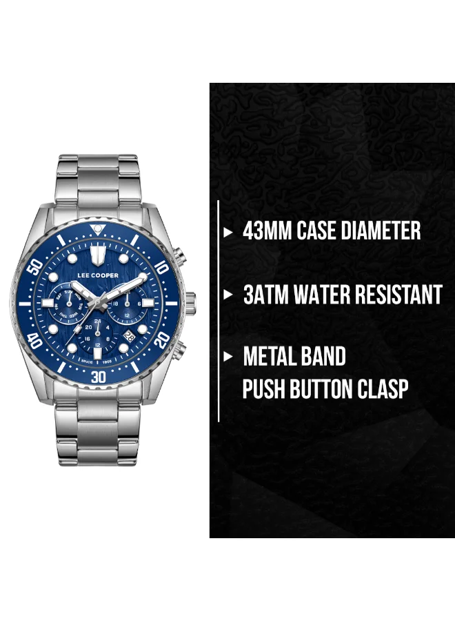 Lee Cooper Men's Metal Multi Function Watch LC08101.390 - 43 mm