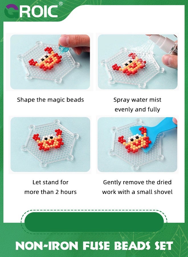 GROIC 2200Pcs Non-Iron Fuse Beads Set, 16 Colors 5mm Perler Beads for Kids, Water-soluble Beads Makes Creations with No Heat Mega Bead, Creative DIY Set for Children, Ideal Gift for Crafting - grils - Image 5