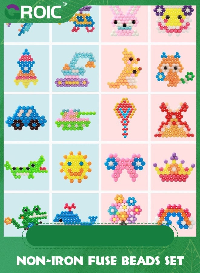 GROIC 2200Pcs Non-Iron Fuse Beads Set, 16 Colors 5mm Perler Beads for Kids, Water-soluble Beads Makes Creations with No Heat Mega Bead, Creative DIY Set for Children, Ideal Gift for Crafting - grils - Image 2