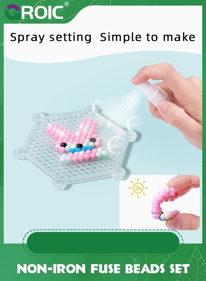 GROIC 2200Pcs Non-Iron Fuse Beads Set, 16 Colors 5mm Perler Beads for Kids, Water-soluble Beads Makes Creations with No Heat Mega Bead, Creative DIY Set for Children, Ideal Gift for Crafting - grils - Image 4