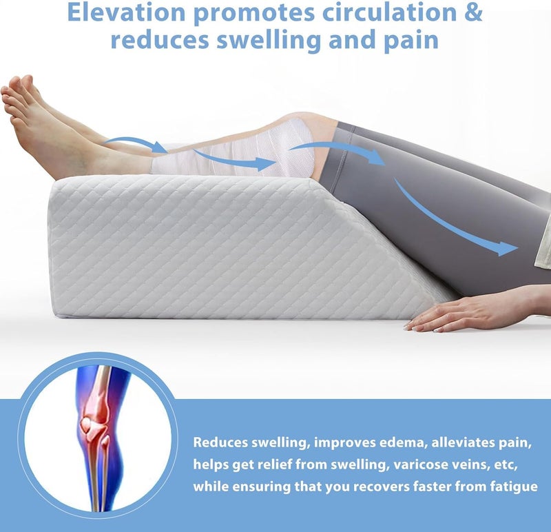 HUEIFY Leg Elevation Pillow for Blood Circulation After Surgery Swelling, Wedge Pillow for Legs Pain Relief, Foot & Ankle Injury, Rest & Sleeping, 8" Memory Foam Leg Pillow - Image 3