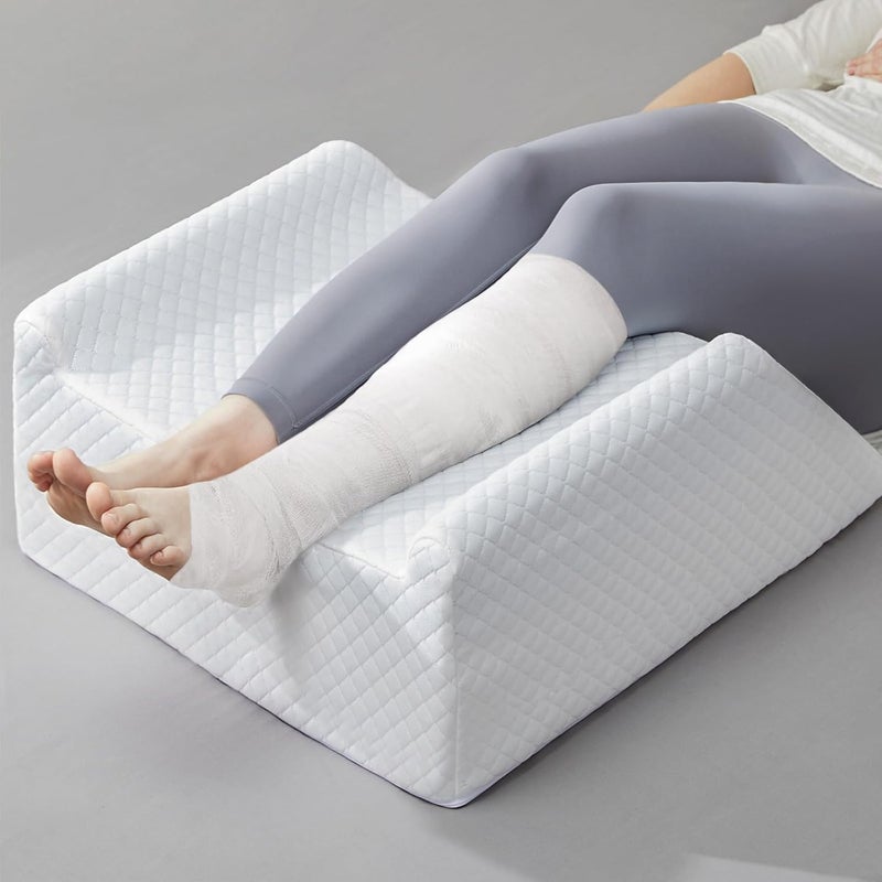 HUEIFY Leg Elevation Pillow for Blood Circulation After Surgery Swelling, Wedge Pillow for Legs Pain Relief, Foot & Ankle Injury, Rest & Sleeping, 8" Memory Foam Leg Pillow - Image 1