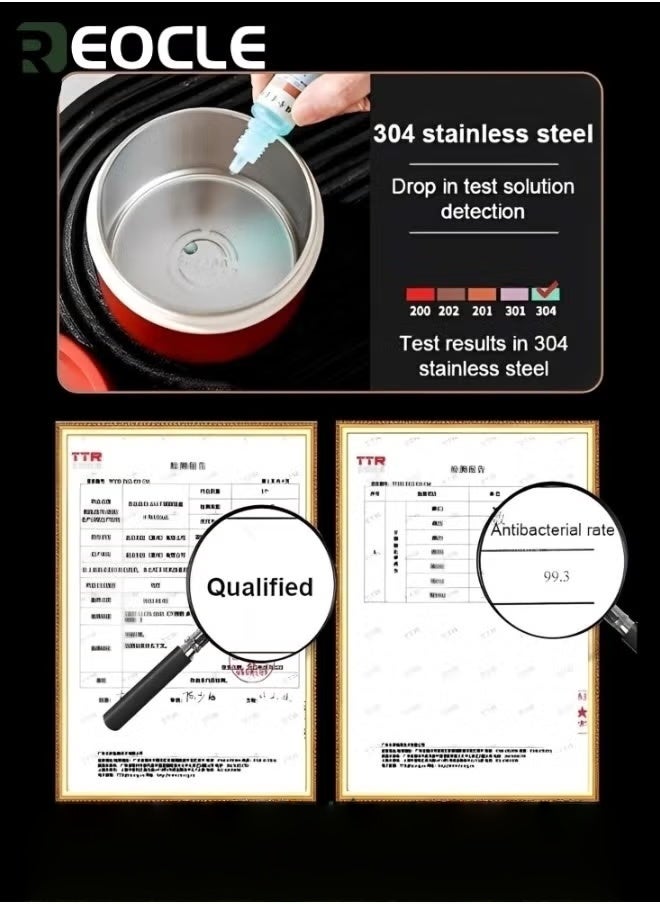 REOCLE Bento Box Adult Lunch Box Set 4 Pack Portable Insulated Lunch Containers with Thermal Bag and Free Cutlery Stackable Stainless Steel Leakproof Food Containers Adults & Teens & Kids  - Image 4