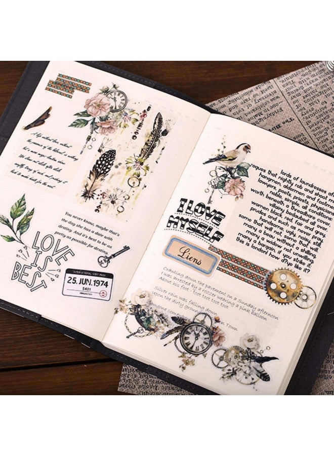 إيفر جوي ملصقات مائية عتيقة على شكل زهرة على شكل طائر على شكل زهرة عتيقة، ملصقات مخططة نباتية، مستلزمات تزيين القصاصات، لوازم تزيين فنية لاصقة، هدية لمجلة اليوميات، دفتر التقويم، صناعة البطاقات - Image 2