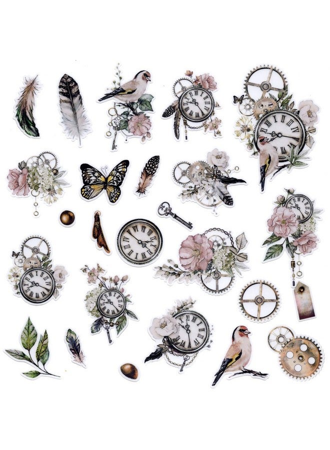 إيفر جوي ملصقات مائية عتيقة على شكل زهرة على شكل طائر على شكل زهرة عتيقة، ملصقات مخططة نباتية، مستلزمات تزيين القصاصات، لوازم تزيين فنية لاصقة، هدية لمجلة اليوميات، دفتر التقويم، صناعة البطاقات - Image 1