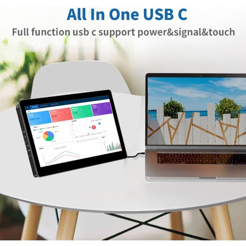 8.9 Inch Portable Touchscreen Monitor With Stand 1920 x 1200 Resolution 16:10 Aspect Ratio 450 Nits Brightness Optical Bonding HDMI and USB-C Input For Raspberry Pi Mini PC Laptop Mac - Image 3