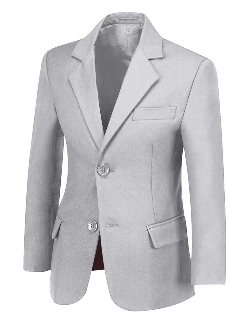 SaiLiiny Boys Blazer Slim Suit Coat with Lapel Formal Classic Suits Two-Button Jacket for Kids Size 2 Gray - Image 1
