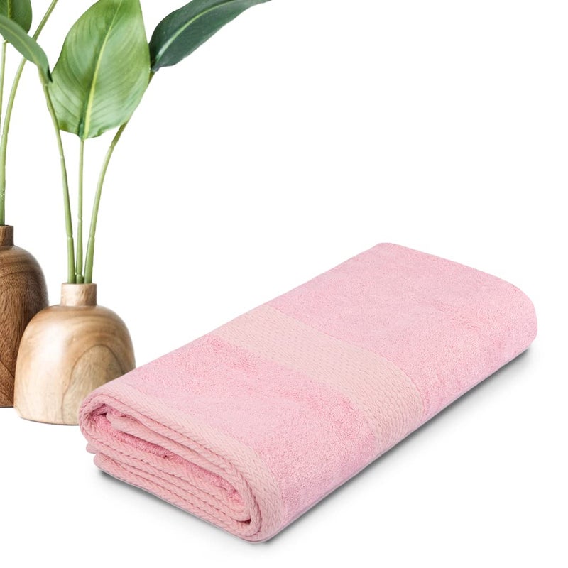 BePlush Bamboo Towels for Bath Large Size Ultra Soft Highly Absorbent Quick Dry Anti Bacterial Bamboo Bath Towel for Men Women 450 GSM 27 x 55 Inches 1 Pink - Image 1