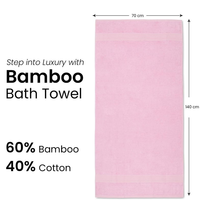 BePlush Bamboo Towels for Bath Large Size Ultra Soft Highly Absorbent Quick Dry Anti Bacterial Bamboo Bath Towel for Men Women 450 GSM 27 x 55 Inches 1 Pink - Image 2