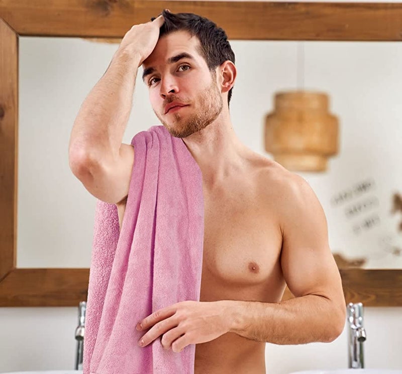 BePlush Bamboo Towels for Bath Large Size Ultra Soft Highly Absorbent Quick Dry Anti Bacterial Bamboo Bath Towel for Men Women 450 GSM 27 x 55 Inches 1 Pink - Image 4
