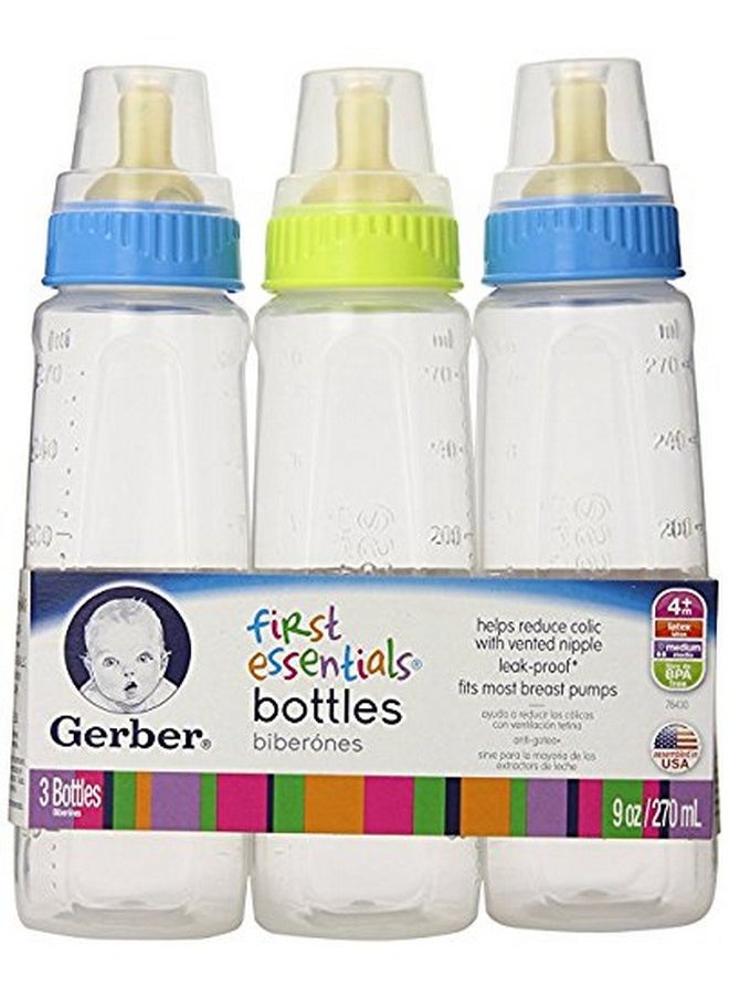 Gerber - First Essential Clear View Plastic Nurser With Latex Nipple Bpa Free Colors May Vary 3 Pack - Image 1
