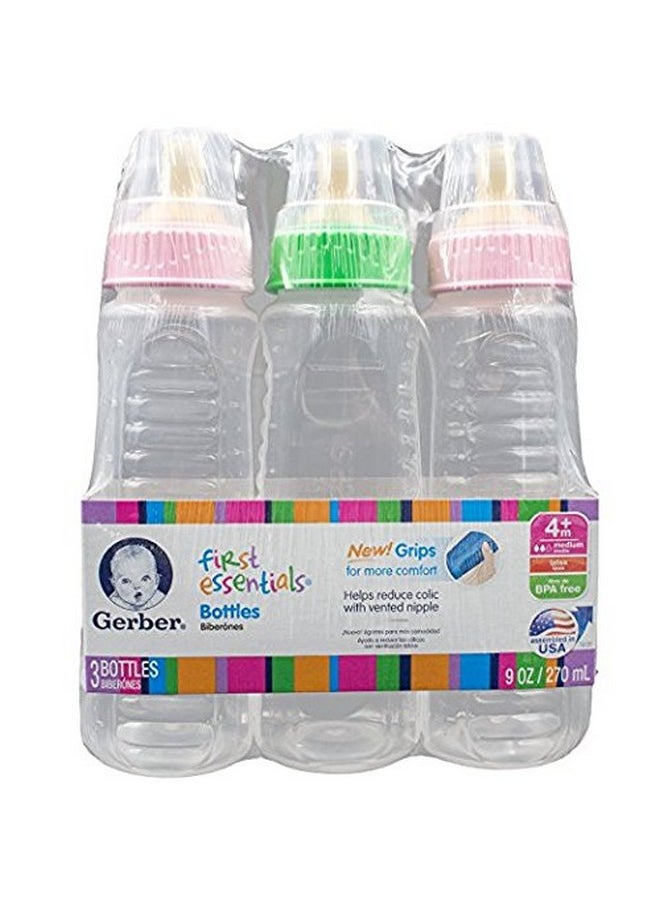 Gerber - First Essential Clear View Plastic Nurser With Latex Nipple Bpa Free Colors May Vary 3 Pack - Image 1