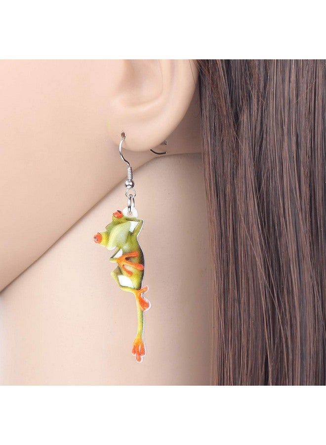 Newei Acrylic Sweet Cartoon Skateboard Frog Earrings Drop Dangle Big Long Fashion Animal Jewelry For Women Charms (Lime) - Image 2