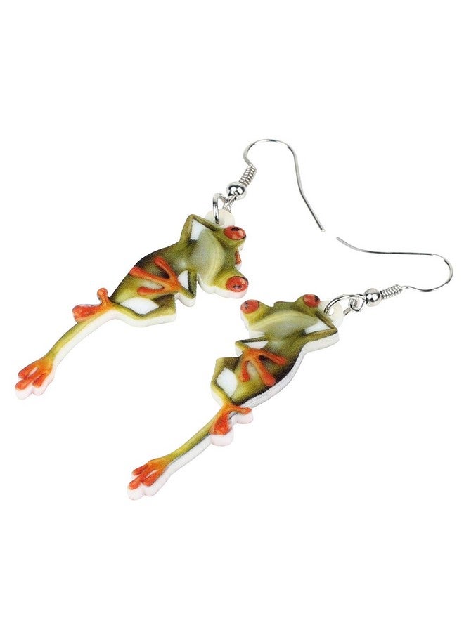 Newei Acrylic Sweet Cartoon Skateboard Frog Earrings Drop Dangle Big Long Fashion Animal Jewelry For Women Charms (Lime) - Image 3