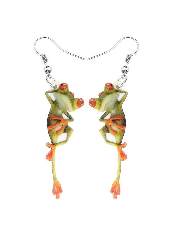 Newei Acrylic Sweet Cartoon Skateboard Frog Earrings Drop Dangle Big Long Fashion Animal Jewelry For Women Charms (Lime) - Image 1