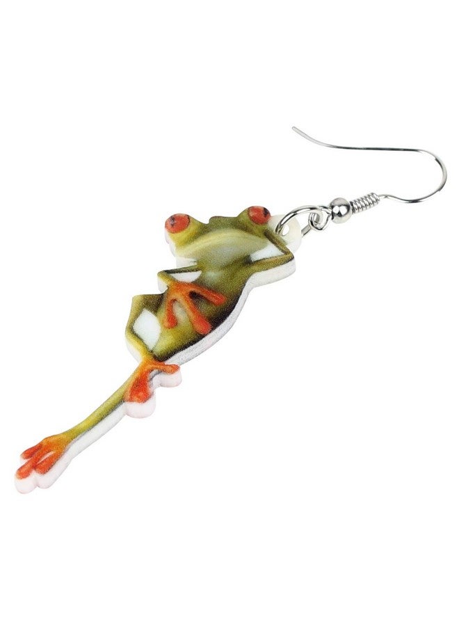 Newei Acrylic Sweet Cartoon Skateboard Frog Earrings Drop Dangle Big Long Fashion Animal Jewelry For Women Charms (Lime) - Image 4