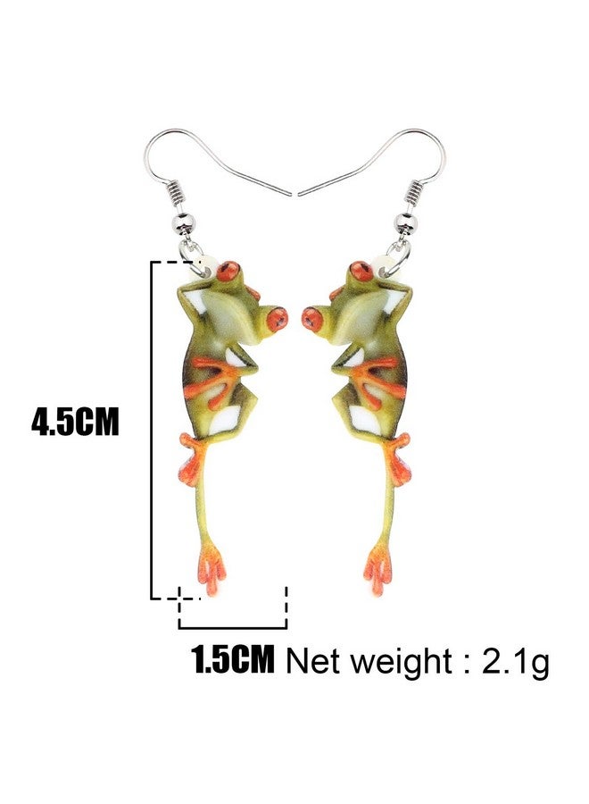 Newei Acrylic Sweet Cartoon Skateboard Frog Earrings Drop Dangle Big Long Fashion Animal Jewelry For Women Charms (Lime) - Image 5