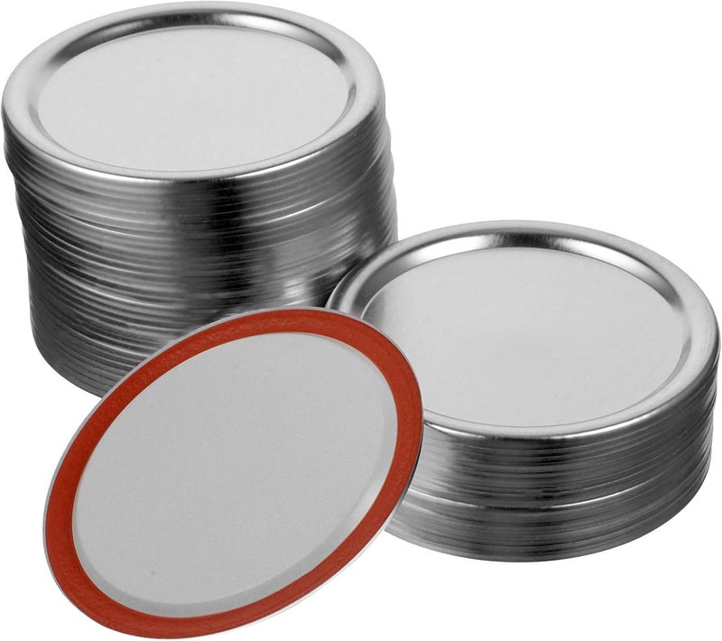 MAGICLULU 48pcs Tinplate Canning Lids with Metal Rings, Leakproof Replacement Covers for Regular Mouth Mason Jars, Sturdy Multipurpose Jar Sealing Caps for Food Preservation and Home Canning - Image 1