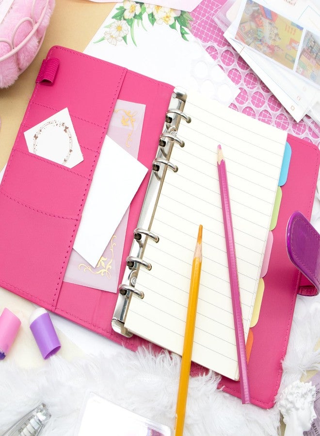 Geesinimo 6 Ring Binder Journal with 4 Different Paper Styles, 2 Sets of Labels and 5 Paper Dividers, 5 PP Zipper Bags, 1 ruler, Aesthetic & Fashionable Stationery Gift for School, A6 Cuadernoo(Rose) - Image 2