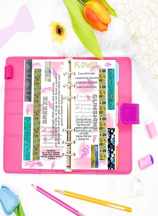 Geesinimo 6 Ring Binder Journal with 4 Different Paper Styles, 2 Sets of Labels and 5 Paper Dividers, 5 PP Zipper Bags, 1 ruler, Aesthetic & Fashionable Stationery Gift for School, A6 Cuadernoo(Rose) - Image 4