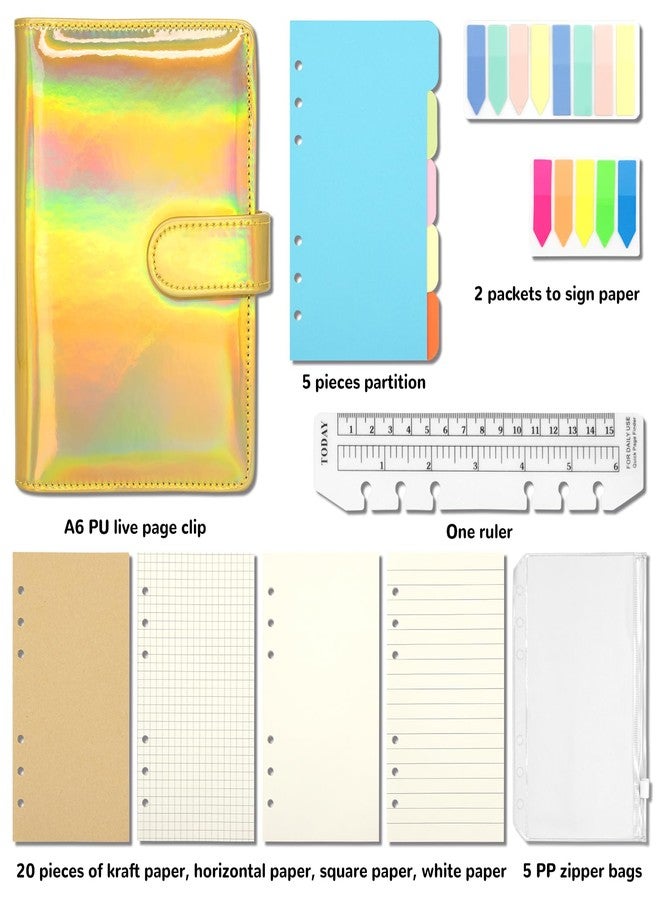 Geesinimo 6 Ring Binder Journal with 4 Different Paper Styles, 2 Sets of Labels and 5 Paper Dividers, 5 PP Zipper Bags, 1 ruler, Aesthetic & Fashionable Stationery Gift for School, A6 Cuadernoo(Rose) - Image 5