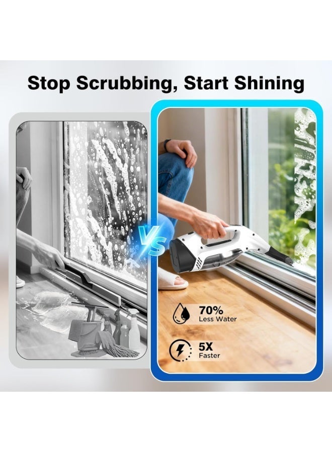 KORAX Window Vacuum Squeegee Cordless, 2000Pa Electric Window Cleaner Tool with 2200mAh & 150ml Water Collection Tank, Window Cleaning Kit Shower Squeegee for Glass Doors, Windows, Mirrors, Car (White) - Image 2