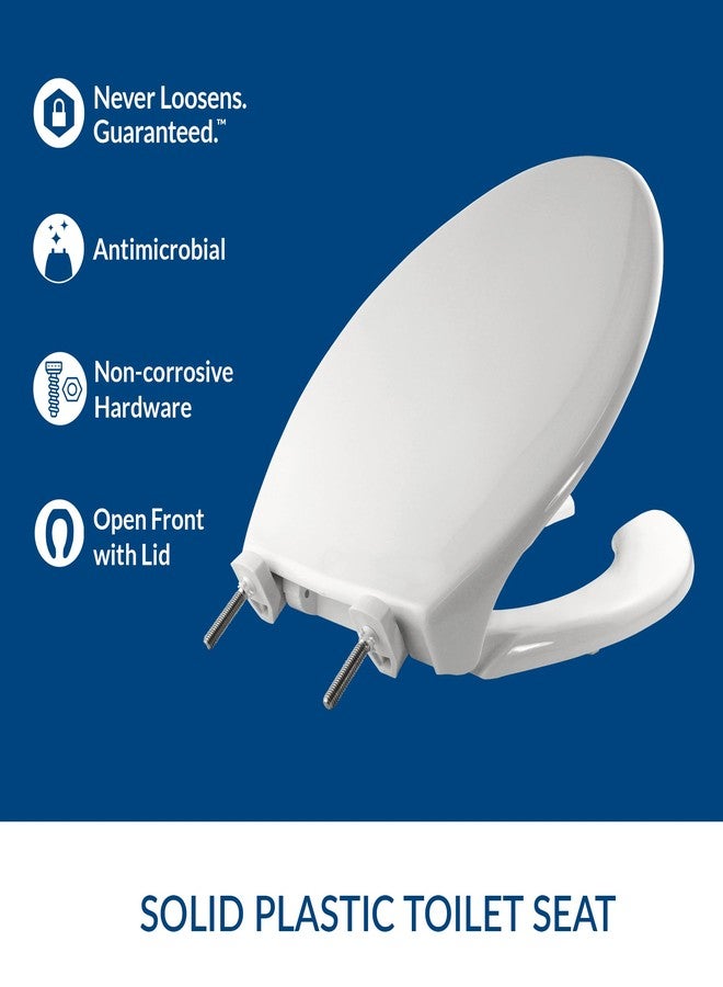 BEMIS 7850TDG Commercial Heavy Duty Open Front Toilet Seat with Cover, Industrial Seat with Secure Installation, Elongated, White - Image 2