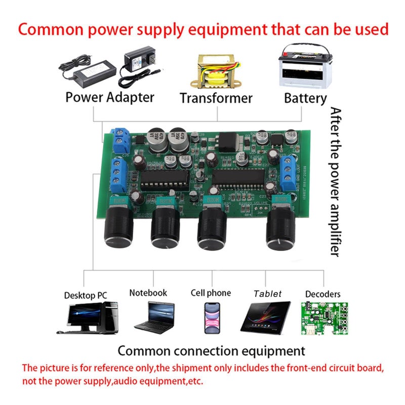 High Fidelity Audio Preamplifier Volume Control Tone Board 20Hz 20kHz Copper Clad Laminate Treble Bass Adjustment - Image 4