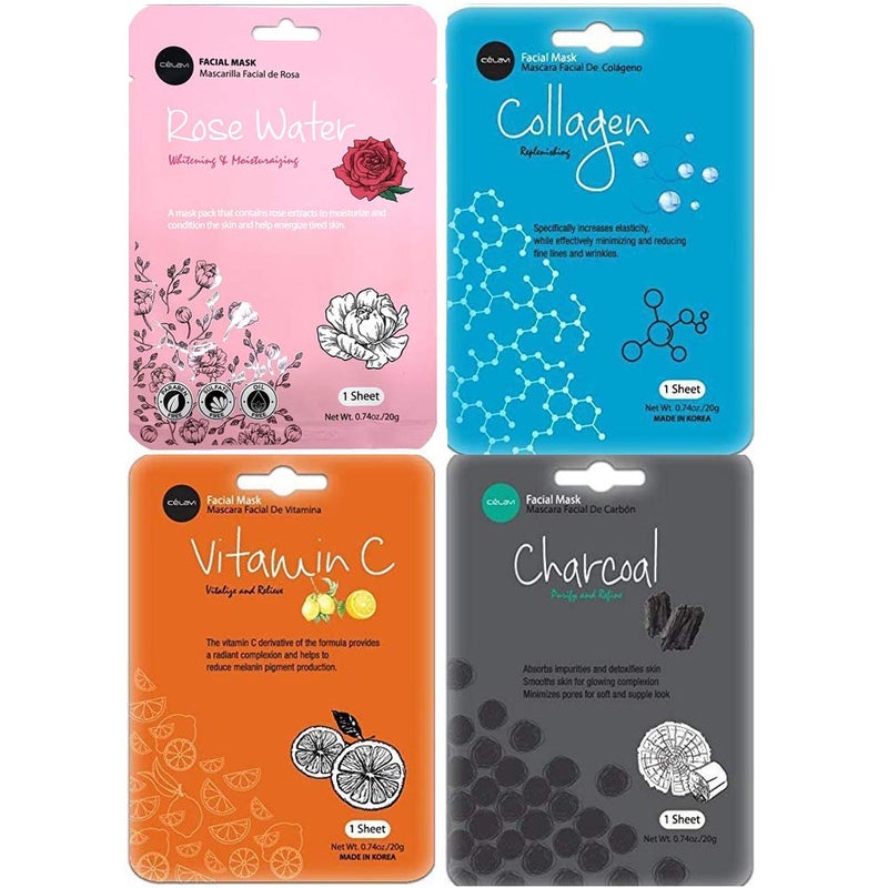 Celavi Cosmetics celavi Face Mask Set Korean Beauty Essence Facial Paper Sheet Mask Korea Skin Care Moisturizing 2 Packs of each 12 New flavors K-Beauty Skincare 24 masks in a pack Made in Korea - Image 4