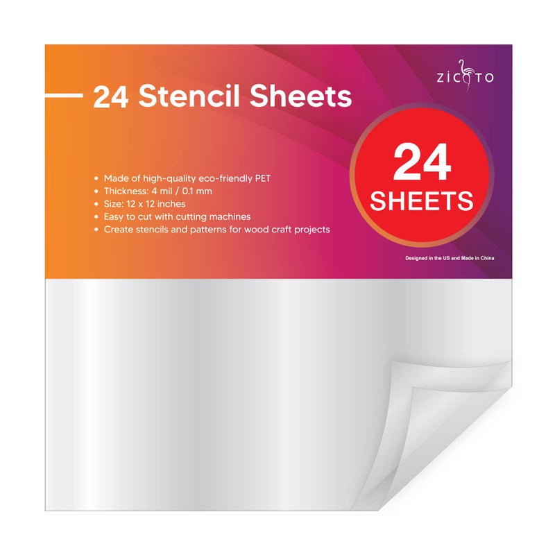 Easy Cut Stencil Sheet Set of 2412x12 Acetate Mylar for Cricut Vinyl Cutting  Craft Material
