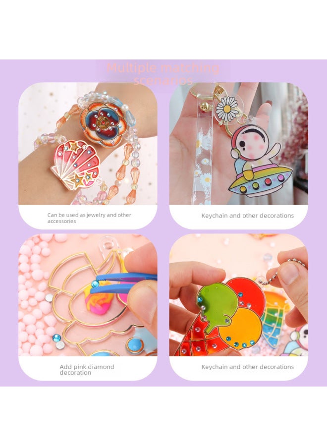 Children's Baking-free Painting Ice Glue DIY Handmade Graffiti Toy Goka Three-dimensional Crystal Painting Keychain Bracelet Necklace-Color:Boy Series-24 Single Piece (can Be Used As Necklace Bracelet + Keychain)  - Image 5
