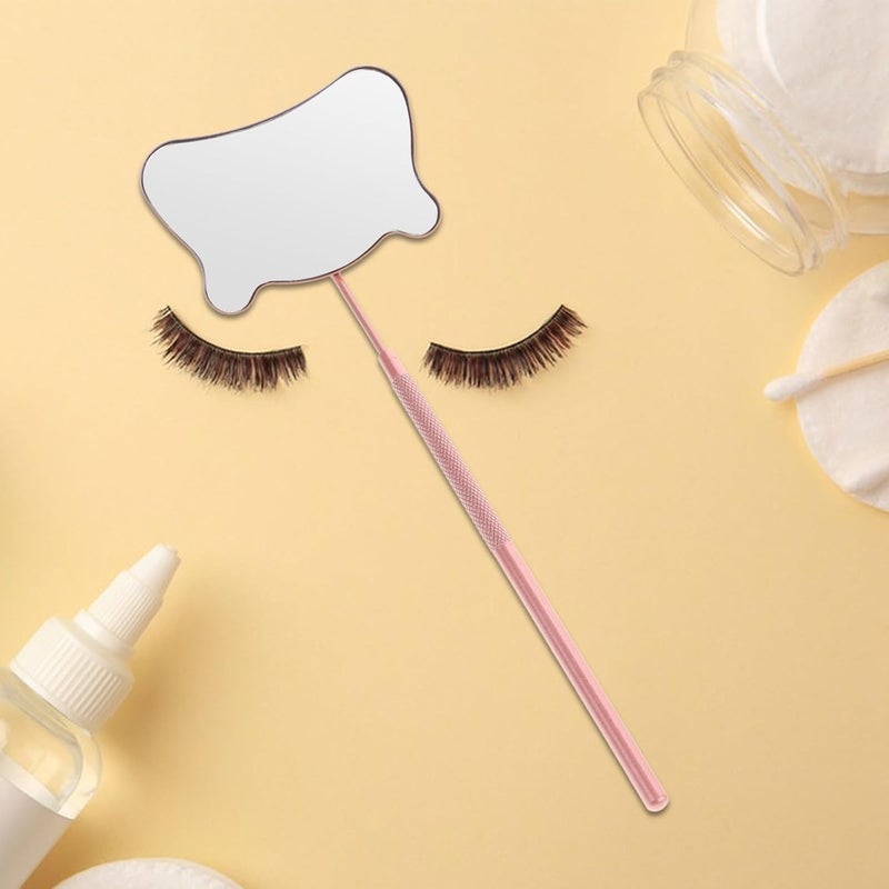 LABRIMP Eyelash Extension Lash Inspection Mirror Stainless Steel Portable Handheld Mirror for Lash Tools Anti-Fog Cat Shape Rose Gold for Beauty and Makeup - Image 4