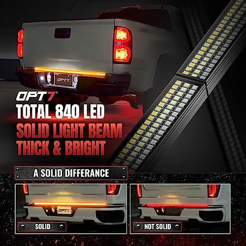 OPT7 48" Redline Parlux Triple Row LED Tailgate Light Bar w/Sequential Amber Turn Signal - Weatherproof Rigid Aluminum Light Strip for Colorado Ranger - Full Function Reverse Brake Running - Image 5