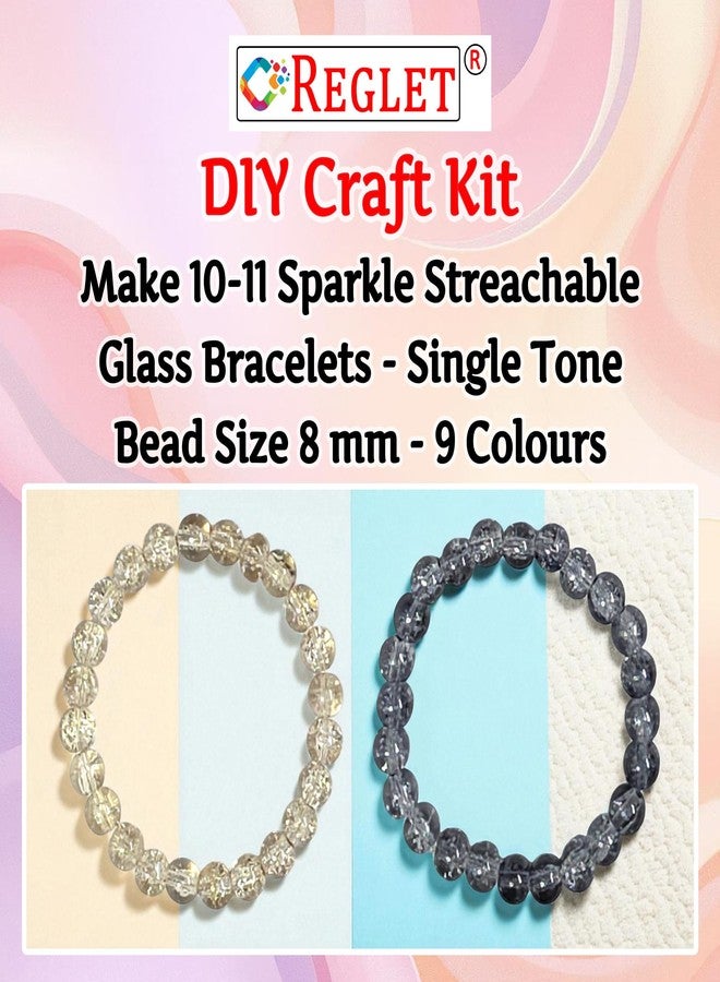 REGLET 250 Pcs Single Shade Sparkle Glass Beads for Bracelet Making Kit - Beads for Jewellery Making Kit - Bead Bracelet Making - Crystal Bead - Beads for Craft - 8mm - Image 3