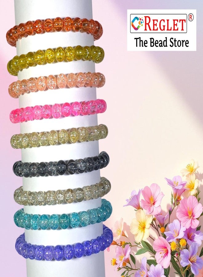 REGLET 250 Pcs Single Shade Sparkle Glass Beads for Bracelet Making Kit - Beads for Jewellery Making Kit - Bead Bracelet Making - Crystal Bead - Beads for Craft - 8mm - Image 4