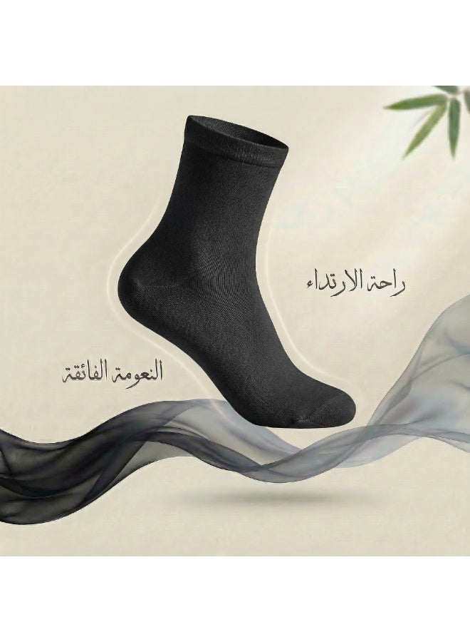 دودوليزا شراب نسائي لمرضى السكري من البامبو بتقنية نانو الفضة مضاد للبكتيريا مقاس طويل أسود 5 أزواج - Image 5
