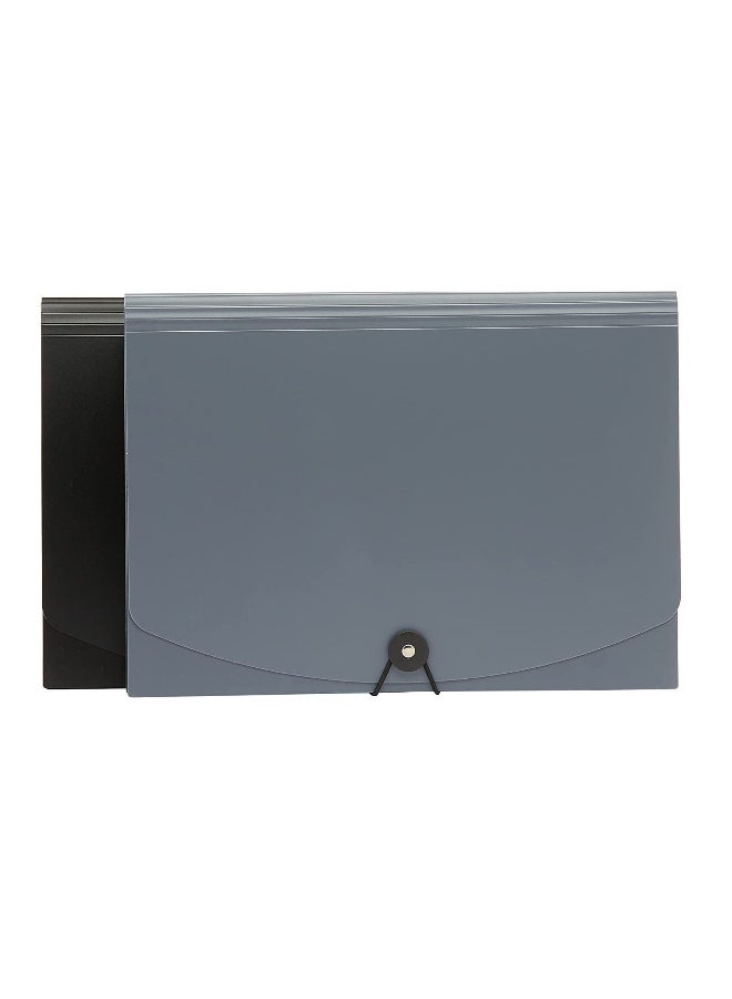 Expanding File Organizer Folder, 13-Pocket Accordion File Folder with Tabs & Elastic Closure – A4 Document Holder for Home, School, Office, and Travel (1 Pcs Grey/Transparent) - Image 1