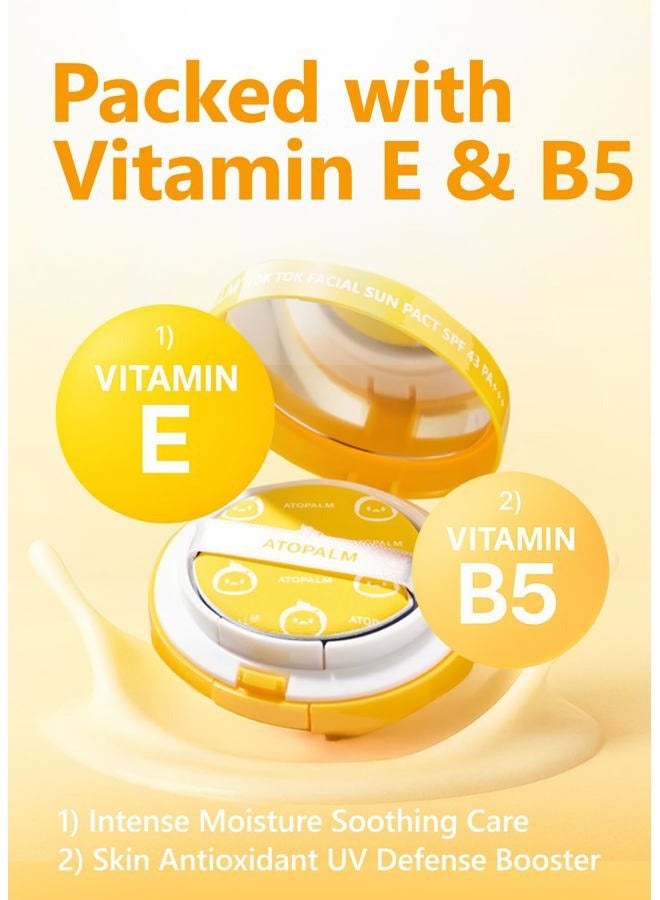 Atopalm Tok Tok Facial Sun Pact | Sun Cushion SPF43 PA+++ | Sunscreen Korean | For Dry and Sensitive Skin | Outdoor Sunscreen Compact | Moisturizing Spf Cushion Mineral Cream | Korean Skincare | 15g - Image 4
