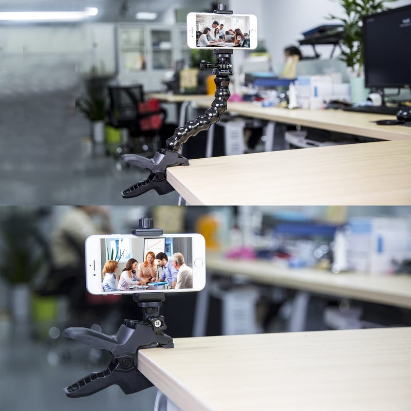 Suptig Phone Holder Desk Gooseneck Mount, Cell Phone Clamp Clip for Pole, Mount Stand, Compatible for iPhone 16 Plus iPhone 15 Pro 14 Plus Xs Max XR X 8 7 6 6s Plus and Other 4-7'' Device - Image 2