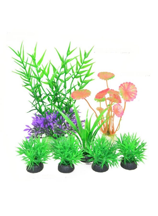 Artificial Aquarium Plants Decor, Fish Tank Artificial Plastic Plants, Emulational Plants for Home Office Fish Tank Aquarium Decorations Combo Set 8