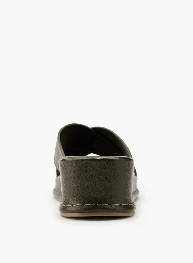 Flora Bella By Shoexpress Textured Criss-Cross Slip-On Sandals