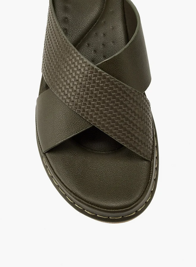 Flora Bella By Shoexpress Textured Criss-Cross Slip-On Sandals