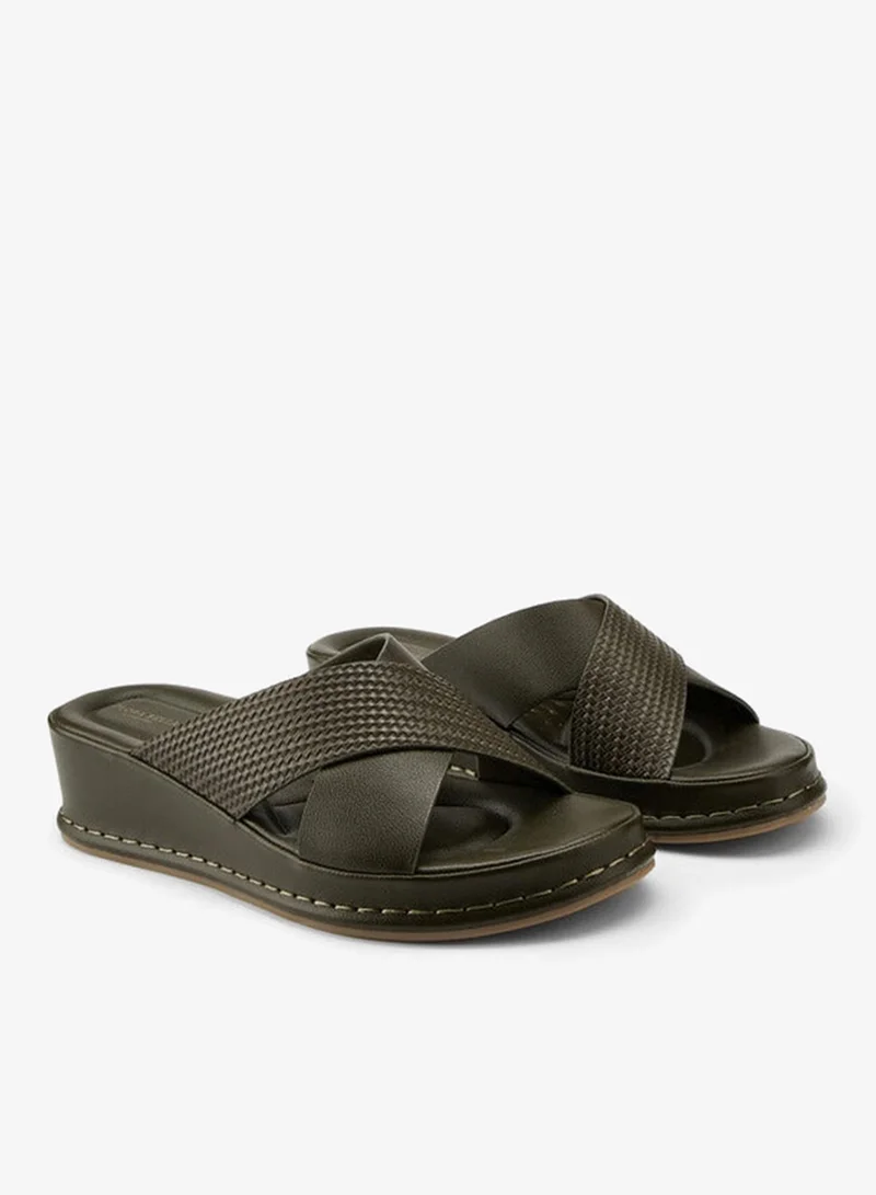 Flora Bella By Shoexpress Textured Criss-Cross Slip-On Sandals