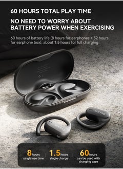 sanag ز7 سماعات أذن لاسلكية، تصميم آمن ومقاومة للماء IPX5، سماعات رأس مفتوحة أنيقة ومت耐ّة مع عمر بطارية طويل يصل إلى 60 ساعة، متوافقة مع الهاتف المحمول، التابلت، اللاب توب، (لون أسود)  - Image 3